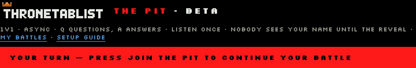 The Pit header with the red YOUR TURN bar